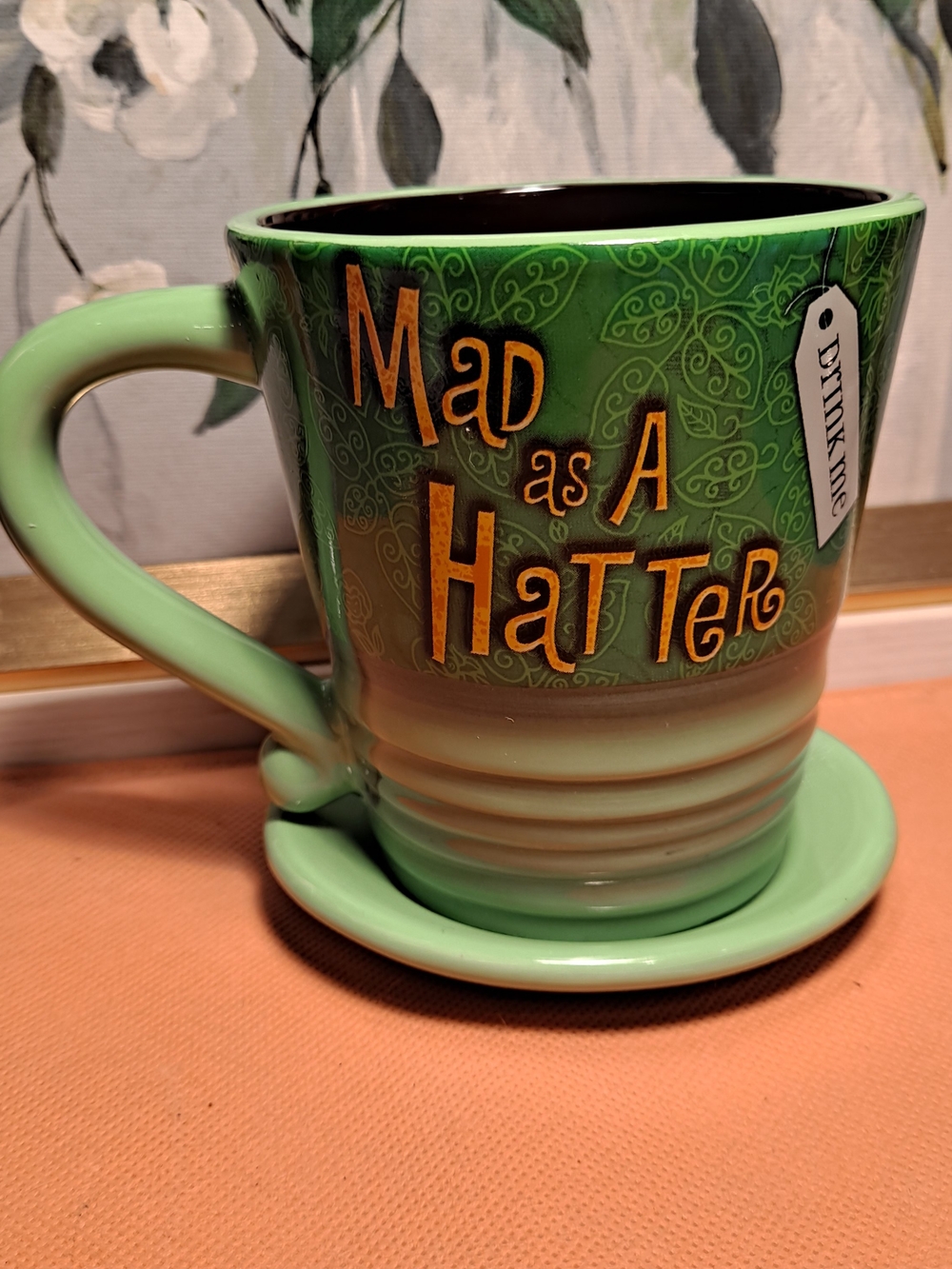 Disney Alice in Wonderland 'Mad as a Hatter' Green Ceramic Mug Unbirthday Tea